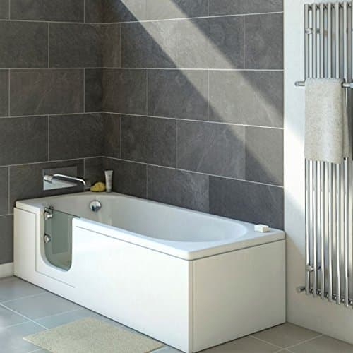 Personnes Âgées Baignoire avec vidage complet Cascade 150 x 70 cm L avec tablier et porte