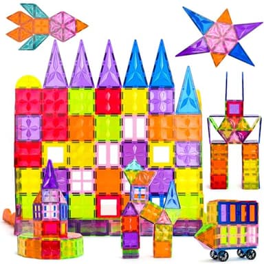 DXJXMAX Blocs Construction Magnétiques Enfants 105 Pièces, Jouets de Construction Magnétiques 3D, Jouets Blocs de Construction STEM Créativité Éducatifs Magnétiques pour 3+ Garçons et Filles