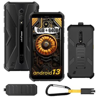Ulefone Armor X12 Pro Téléphone Portable Incassable Android 13, 8Go+64Go ROM/TF-256Go, 13MP Caméra, 4860mAh Batterie, Écran 5,45''HD+, Octa Core Smartphone Incassable 4G Dual SIM/Face ID/NFC/GPS Noir