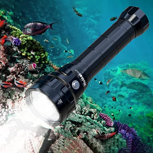 Wurkkos DL70 Lampe de plongée 13000 lumens, 4 * XHP50.2 LED torche sous-marine, torche de plongée super lumineuse à lumens élevés, Avec alimentation rechargeable 2 * 5000mAh et chargeur