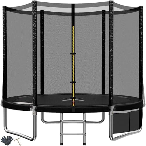 TRIUMPHKEY Trampoline Extérieur Enfants Ø 183/228/305/366/427 cm, Trampoline pour Jardin, Set accesoire Complet : Filet de sécurité, Echelle, Bâche de Rebord, Capacité Max 50 kg