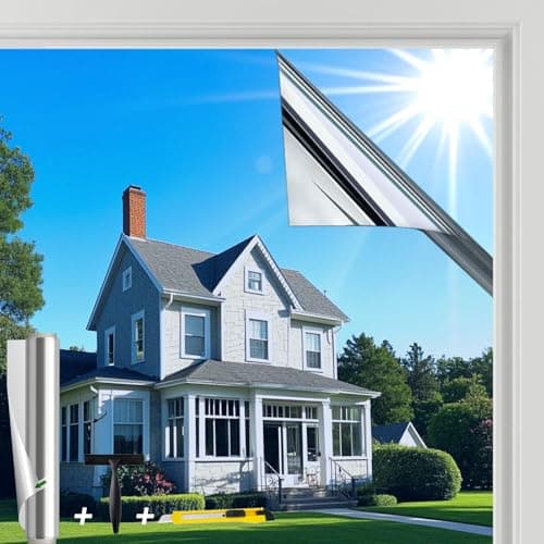 Fensfolie Argenté (44,5 x 200 cm) - Film de protection solaire anti-UV pour fenêtre intérieure ou extérieure - Film de fenêtre solaire sans résidus - Film thermique pour fenêtre contre la chaleur