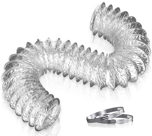 Hon&Guan tuyau de ventilation 150mm 2m Conduit d'air Flexible conduit hotte en feuille d'aluminium tuyau evacuation hotte pour Salle de bain, Cuisine, Sèche-linge