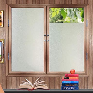Zindoo Film Fenetre Anti Regard Anti UV Film Occultant Vitre Fenetre Film Opaque Depoli Vitre Film Electrostatique Vitre Effet Verre Mate pour Bureau Maison Salle de Bain 44.5x200CM