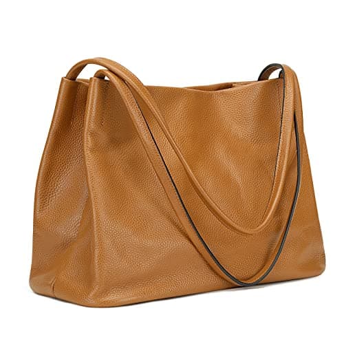 Kattee Sacs fourre-tout en cuir véritable souple pour femme, sacs à main et sacs à main décontractés à bandoulière, fermeture à pression magnétique sur le dessus