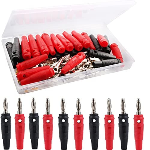 RUNCCI-YUN 30pièces fiche Banane,4mm fiche Banane, fiche Enceinte Audio Haut Parleur Connecteur,pour raccorder Les Enceintes HiFi, amplis, ampli-Tuners et chaînes stéréo Noir Rouge