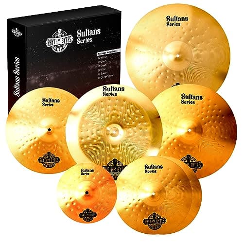 Ensemble de cymbales pour batterie | Nouvelle série Sultans 7 pièces comprend 14" charleston, 16" crash, 18" crash, 20" ride, bonus 10" splash et 18" cymbale china
