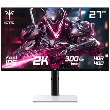 KTC 27'' Ecran PC Gamer, 300Hz, Fast IPS Moniteur Gaming, QHD 2K 2560 x 1440p, 1ms, Écran Blanc, Freesync & G-Sync, 144% sRGB, HDR400, Faible lumière Bleue, VESA 100x100, DP1.4/HDMI 2.1, H27E6