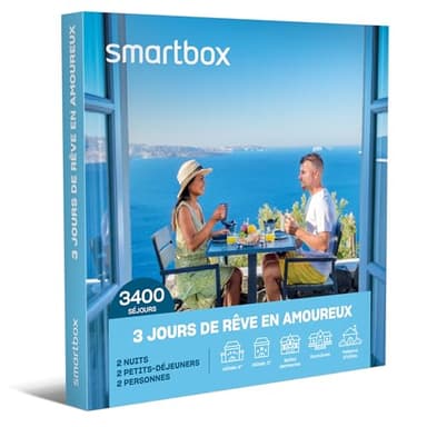 SMARTBOX - Coffret Cadeau Couple - Idée cadeau original : Séjour de 3 jours romantique, escapade à deux dans les plus beaux endroits