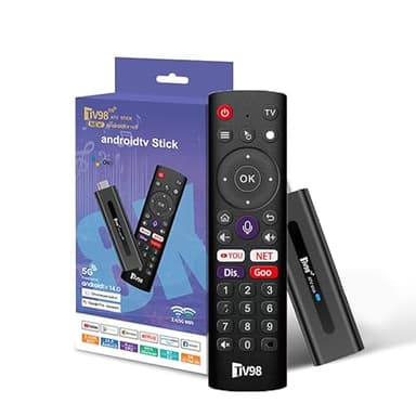 TV Stick 4K Appareil de Diffusion en continu 4K HDR Android TV, Prend en Charge Le Wi-FI 2,4 GHz/5 GHz, télécommande vocale Fire Stick, Dolby Vision/Atmos, HDR10 + (H 2+16 APP)