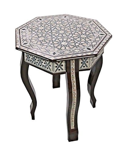 W155 BR Table basse d'angle marocaine en bois avec extrémité octogonale Marron Taille M