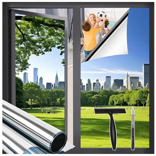 Zindoo Film Fenetre Anti Regard Film Anti Chaleur Film Miroir avec Kit de Pose 40×200cm Anti UV Bon Effet Miroir Protection de la Vie Privée Protéger du Soleil pour Fenêtre Maison Bureau Magasin