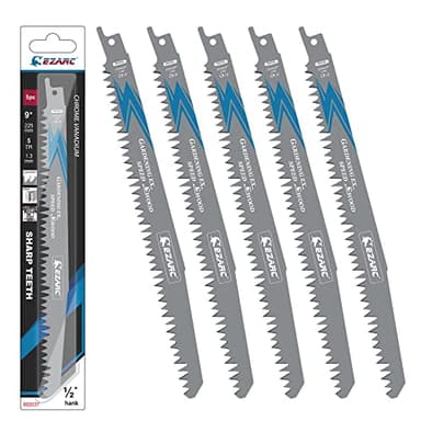 EZARC Jeu de lames de scie sabre 5 pièces pour bois, accessoires de scie sabre, R931GS pour coupes rapides 225 mm 5TPI (5 pièces)