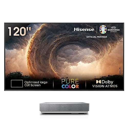 Hisense 120L5HA Laser TV 120" 4K, Écran Anti-Reflet ALR, 2700 Lumens, HDR10, Smart TV VIDAA 6.0, Dolby Vision et Atmos, Apple Airplay 2 & Home Kit, Alexa, Tivùsat