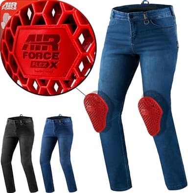 SHIMA RIDER Pantalon Moto Homme Homologué Genouillères AIRFORCE Pantalon De Moto Jean Armure Textile Protection Genoux Renforcé Airflow Jeans Grande Taille (Masculin, Bleu, 32/34)