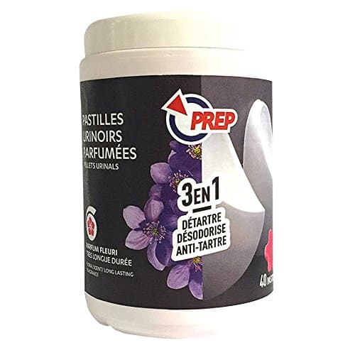 PREP - Nettoyant Pastilles Urinoir Fresh'40 Fleuri - Nettoie, Détartre & Désodorise - Sans Paradichlorobenzène - Fabrication Française - 40 Pastilles Parfumées