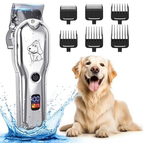 KAEFUYS Tondeuses Chiens Professionnelle IPX7 Tondeuse Animaux Sans Fil Faible Bruit Charge Rapide avec Ecran LCD et 6 Accessoires de Peigne Convient aux Grands Animaux de Compagnie