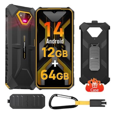 Ulefone Armor X13 Telephone Portable Incassable Android 14, Batterie 6320mAh,12Go+64Go/SD 256Go,Smartphone Incassable, 50MP+24MP Nocturne Vision, 6,52" HD+, 4G Dual SIM/Face ID/GPS/NFC/Orange