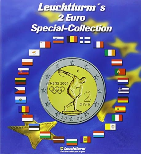 Leuchtturm 302574 Album numismatique Presso - Collection spéciale 2 Euros - 57 Compartiments pour pièces de 2 Euros - avec Set d'autocollants de Drapeaux