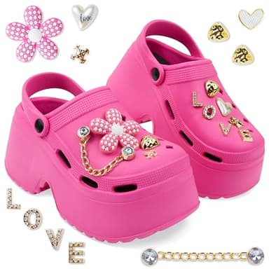 CityComfort Sabots de Jardin pour Femme avec Charms - Chaussures Mules Légères pour Jardin, Plage, Piscine (Rose, 40-41 EU)