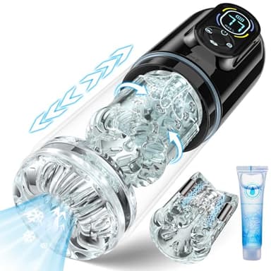 Masturbâteur Homme Mains Libres Sex Toýs Homme, Masturbateurs Masculins avec 7 Modes Télescopiques & Rotation & Succion & Vibration, Masturbateur Homme Léchage Langue Sextoy Homme Vaginette Sex Toys