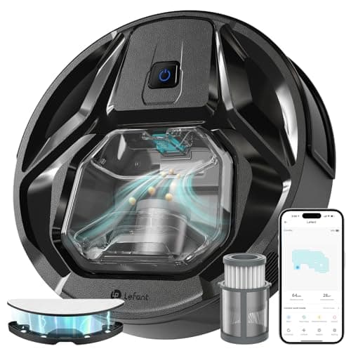 Lefant M320 Aspirateur Robot, 6000Pa d'Aspiration, Évitement Précis des Obstacles, Détection de Tapis, Zones Interdites, Idéal pour Les Poils d'animaux, Cheveux et Sols Durs Tapis, Contrôle App/Alexa