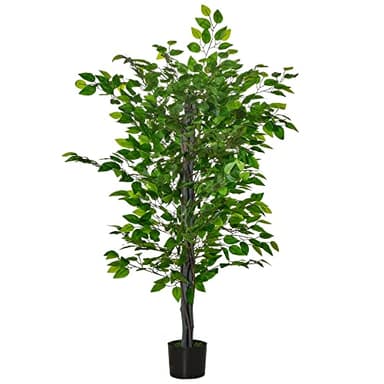HOMCOM Arbre Artificiel Plante Artificielle ficus H.1,35 m Tronc Branches Liane Lichen Feuilles Grand réalisme Pot Inclus