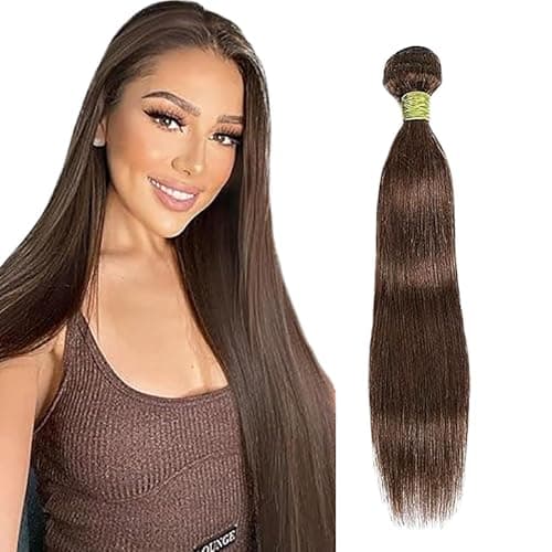 Shoaiye Human Hair Bundles Straight Tissage Naturel Cheveux Humain 100% Unprocessed Brésilienne Remy Virgin en lot Meches Weave Extensions Double Weft Color Chocolate Brown 14 Pouces