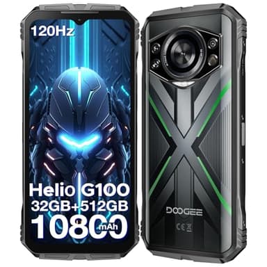 DOOGEE Scyber Pro Telephone Portable Incassable【2025】 Helio G100, 32GB+512GB/2TB,10800mAh 33W, 6.6” FHD+ 120Hz, Caméra IA 50MP+32MP, Android 14 Smartphone Incassable, BT5.2/4G Dual SIM/OTG/NFC/Face ID