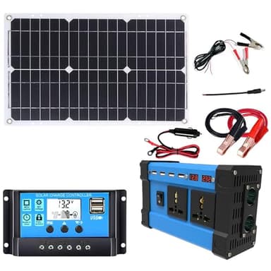 Kit Solaire Complet: onduleur 6000W + Panneau 18W 18V avec contrôleur Double Tension, 4ports USB et écran LED(220V)