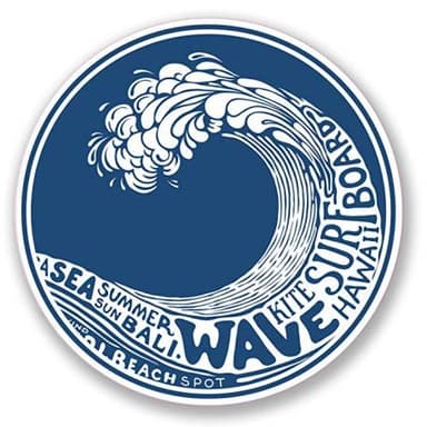 Vague Motif Surf Hawaii Bali Wave autocollant sticker adhesif logo numéro 9- - Taille : 8 cm
