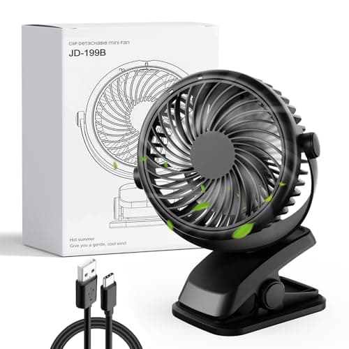 Gaeymy Mini Ventilateu Pince Silencieux, USB C Ventilateur Portable, Petit Ventilateur Bureau 3 Vitesses, Rechargeable Batterie Ventilateur de Table pour Chambre Poussette Camping Voiture Voyage