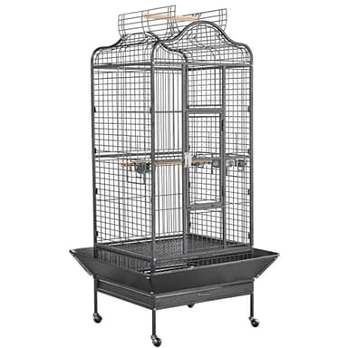 Yaheetech Cage Oiseaux Grande Voliere Oiseaux Interieur 81 x 77 x 160 cm Cage Perroquet avec roulettes Toit ouvrable