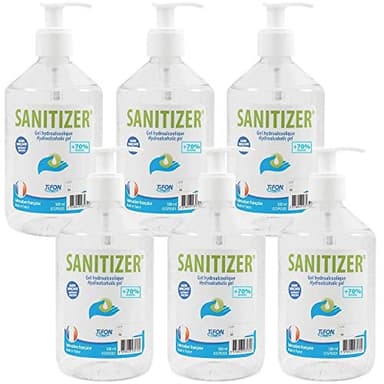 SANITIZER - Gel Hydroalcoolique Premium - Formule 70% - Lot de 6 Flacons de 500ml avec Pompes