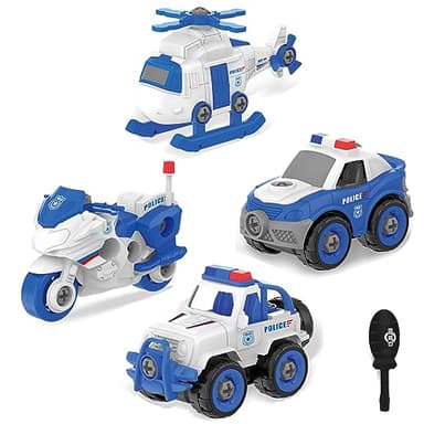 VoMii Toys Voitures pour Les Enfants, 4 en 1 Jouets de Construction avec Tournevis, Jouets éducatifs, Cadeaux pour garçons et Filles de 3 à 8 Ans