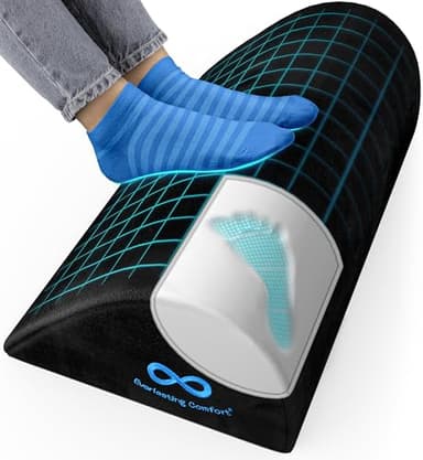Everlasting Comfort Repose-pieds en Mousse à Mémoire de Forme - Soutien Coccyx pour Siège de Voiture, Bureau, Fauteuils Roulants, Chaise de Gaming - Design Rafraîchissant avec Base -Lavable