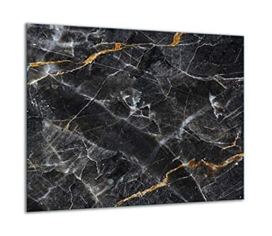 TMK Plaque de recouvrement pour cuisinière, 60 x 52 cm, en verre, décorative, pour cuisinières électriques, à induction, protection anti-éclaboussures, planche à découper, marbre noir