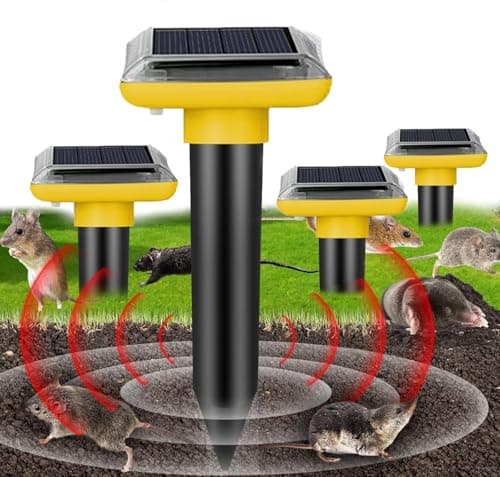 Lot de 4 répulsifs solaires Anti-Taupes - Répulsif Contre Les Taupes - Répulsif Contre Les campagnols - Répulsif à ultrasons - Répulsif Solaire Contre Les Taupes