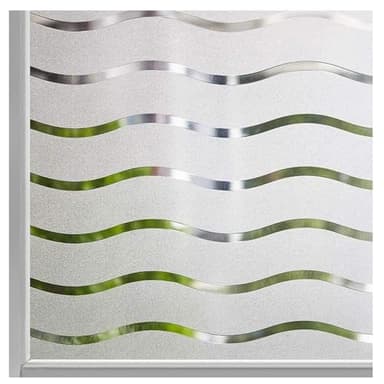 LEMON CLOUD Film pour Fenêtre Intimité Givré Auto-Adhésif Fenêtre Autocollant Pas de Colle Statique Cling Film de Verre Opaque Protection UV Motif Vague 44.5x200cm