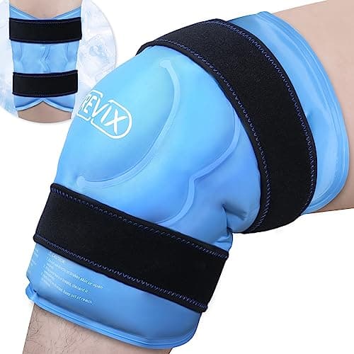 REVIX Poche de glace XXXL de 50,8 cm enveloppant tout le genou après une chirurgie, poche de glace réutilisables pour le genou pour une chirurgie, un gonflement, des blessures sportives
