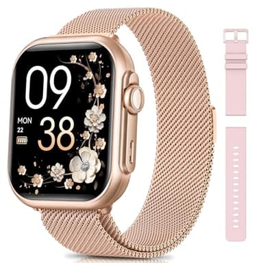 SWGOTA Montre Connectée Femme avec 1000mAh Batterie, Autonomie 100 Jour Ultra-Longue, 1.83" HD Smartwatch Appel, 24H Fréquence Cardiaque/SpO2/Sommeil, 120+ Sports, IP68 Podomètre Android iOS Or Rose