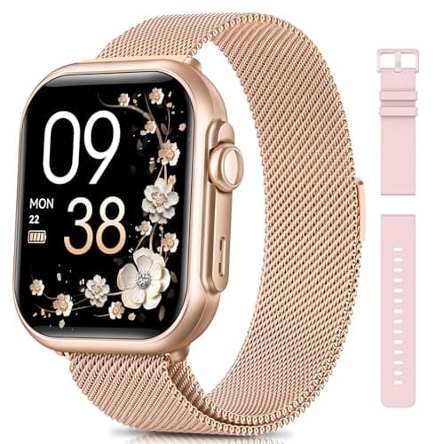 SWGOTA Montre Connectée Femme avec 1000mAh Batterie, Autonomie 100 Jour Ultra-Longue, 1.83" HD Smartwatch Appel, 24H Fréquence Cardiaque/SpO2/Sommeil, 120+ Sports, IP68 Podomètre Android iOS Or Rose