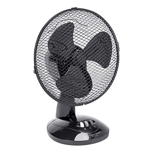 Bestron Ventilateur de table mobile Ø 27cm, Petit ventilateur avec 2 niveaux de vitesse & fonction oscillation 75°, Hauteur : 29 cm, 30 Watts, DDF27Z, Couleur: Noir,