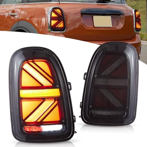 VLAND Union Jack Feux Arrière LED pour Mini Countryman F60 2017-2023 Cooper, Cooper S, JCW, avec clignotants séquentiel, avec effet dynamique - Lentille fumée