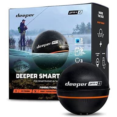 Deeper Pro+ 2 Sondeur de Pêche Portable avec GPS Intégré, Détecteur de Poissons et de Profondeur, pour Kayak, Bateau, Pêche sur Glace, Fonctionne avec Téléphones Portables (App Gratuite)