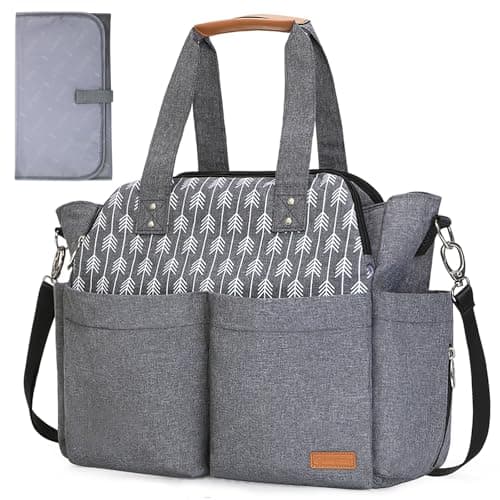 Lekebaby Sac à langer pour bébé avec matelas à langer pour voyage, Gris, XL (Lot de 1)