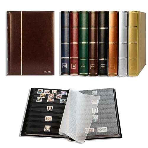 Prophila Album pour Timbres, 60 Pages, intérieur Noir couv. Brun