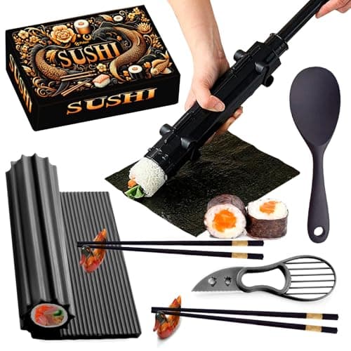 Pukpu Kit Sushi Complet - Sushi Maker, Appareil à Sushi et Maki Automatique, Machine à Sushi, Moule Sushi, Set de Sushi, Accessoires pour Fabrication de Sushis et Cuisine Asiatique