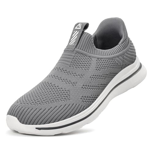 ODCKOI Baskets Hommes Main-Libre Chaussures de Sport légères Respirantes Slip in Baskets Hommes Confortables Mesh Chaussures de sans Lasso Attaches Chaussures de Sport-Gris Foncé-45