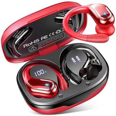 Ecouteurs Bluetooth 5.4 sans Fil Sport, 75Hrs Oreillette sans Fil avec 3D HiFi Stéréo, 4 ENC Réduction de Bruit Mics, IP7 Etanche, USB-C Charge Rapide Casque Running, Écran LED Earbuds Android iOS